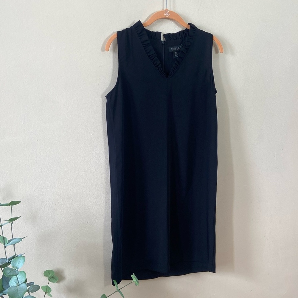 Black Rachel Zoe Shift Dress Short Sleeveless Ruffled Size 4 Casual Mini